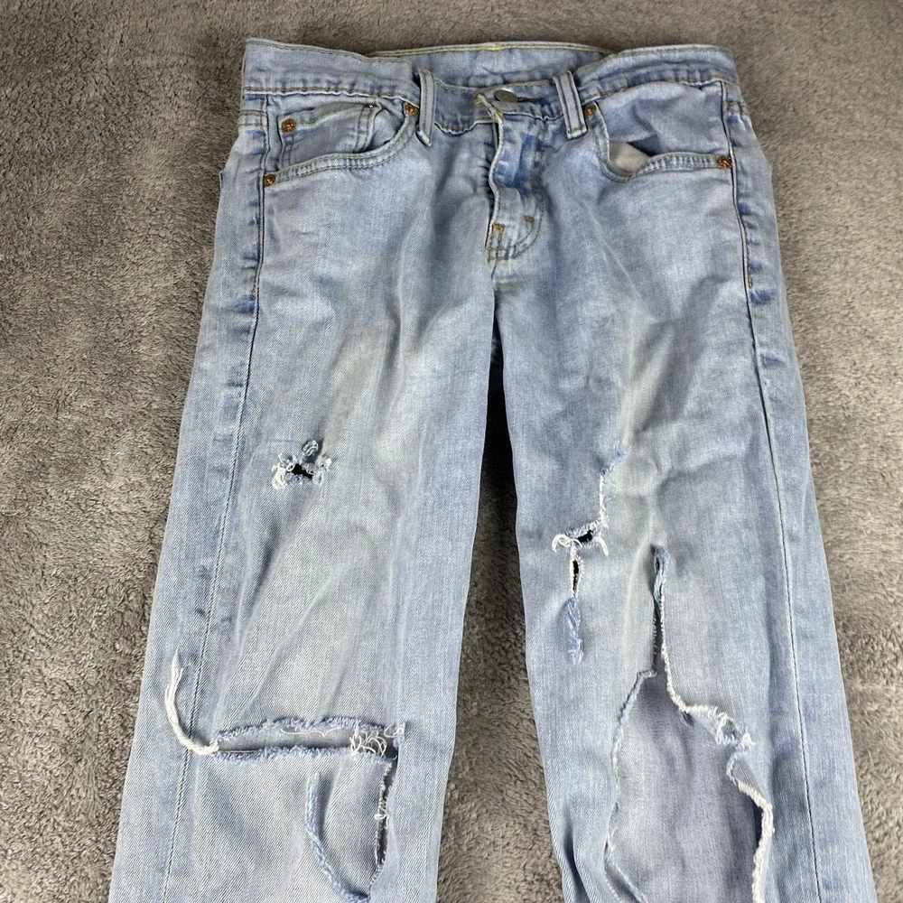 Levis 511 Slim Fit Jeans Mens 28x29‎ Blue Light Wash Low Rise Distressed